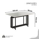 Ver imagem 3 de Conjunto Sala de Jantar Mesa 120x90cm Base Pérola Tampo MDF com Vidro Malibu Preto/Creme