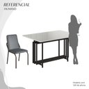 Ver imagem 5 de Conjunto Sala de Jantar Mesa 120x90cm Base Pérola Tampo MDF com Vidro Malibu Preto/Grafite/Fosco