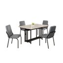 Ver imagem 2 de Conjunto Sala de Jantar Mesa 120x90cm Base Pérola Tampo MDF com Vidro Malibu Preto/Grafite/Fosco