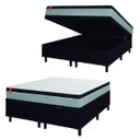 Ver imagem 5 de Cama Box Baú Casal Queen Colchão Molas Ensacadas Real 158x198x68cm Cinza/preto - Suporta até