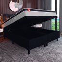 Ver imagem 2 de Cama Box Baú Casal Queen Colchão Molas Ensacadas Real 158x198x68cm Cinza/preto - Suporta até