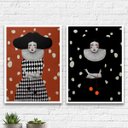 Ver imagem 1 de Kit 2 Quadros Decorativos Colombina 33x24cm - com vidro:Madeira preta