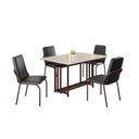 Ver imagem 2 de Conjunto Sala de Jantar Mesa 120x90cm Base Pérola Tampo MDF com Vidro Malibu Marrom/Preto