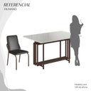 Ver imagem 5 de Conjunto Sala de Jantar Mesa 120x90cm Base Pérola Tampo MDF com Vidro Malibu Marrom/Preto