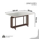 Ver imagem 3 de Conjunto Sala de Jantar Mesa 120x90cm Base Pérola Tampo MDF com Vidro Malibu Marrom