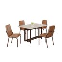Ver imagem 2 de Conjunto Sala de Jantar Mesa 120x90cm Base Pérola Tampo MDF com Vidro Malibu Marrom