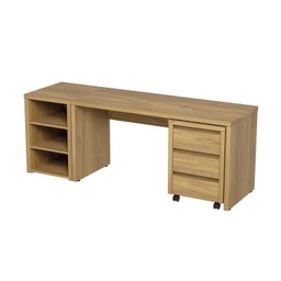 Mesa de Escritório 200cm com Gaveteiro com Rodízio e Prateleiras Ficus Cabecasa Madeiramadeira - 8