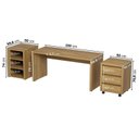 Ver imagem 3 de Escrivaninha Mesa Escritório com Gaveteiro com Rodízio e Prateleiras Ficus 200cm CabeCasa MadeiraOriginals Rovere Marrom