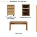 Ver imagem 2 de Escrivaninha Mesa Escritório com Gaveteiro com Rodízio e Prateleiras Ficus 200cm CabeCasa MadeiraOriginals Rovere