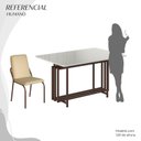 Ver imagem 5 de Conjunto Sala de Jantar Mesa 120x90cm Base Pérola Tampo MDF com Vidro Malibu Marrom/Creme
