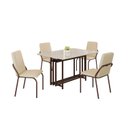 Ver imagem 2 de Conjunto Sala de Jantar Mesa 120x90cm Base Pérola Tampo MDF com Vidro Malibu Marrom/Creme