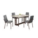 Ver imagem 2 de Conjunto Sala de Jantar Mesa 120x90cm Base Pérola Tampo MDF com Vidro Malibu Marrom/Grafite