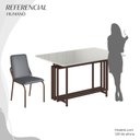 Ver imagem 5 de Conjunto Sala de Jantar Mesa 120x90cm Base Pérola Tampo MDF com Vidro Malibu Marrom/Grafite