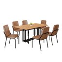 Ver imagem 2 de Conjunto Sala de Jantar Mesa 160x90cm Base Pérola Tampo MDF Malibu Preto/Marrom/Fosco/Cinamomo