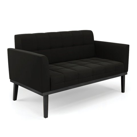 Sofá Namoradeira 2 Lugares Base de Madeira Preto Elisa Suede D03 - D’Rossi