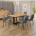 Ver imagem 1 de Conjunto Sala de Jantar Mesa 160x90cm Base Pérola Tampo Mdf Malibu