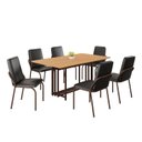 Ver imagem 2 de Conjunto Sala de Jantar Mesa 160x90cm Base Pérola Tampo MDF Malibu Marrom/Preto