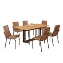Ver imagem 2 de Conjunto Sala de Jantar Mesa 160x90cm Base Pérola Tampo MDF Malibu Marrom/Cinamomo