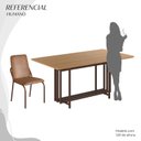 Ver imagem 5 de Conjunto Sala de Jantar Mesa 160x90cm Base Pérola Tampo MDF Malibu Marrom/Cinamomo