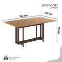 Ver imagem 3 de Conjunto Sala de Jantar Mesa 160x90cm Base Pérola Tampo MDF Malibu Marrom/Cinamomo