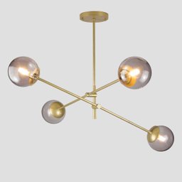 Lustre Lirio com 4 Globos Esfera de Vidro Fume - Ouro - 4-2622-14-fu - 2