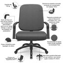 Ver imagem 4 de Kit Cadeira de Escritório Giratória e 2 Cadeiras Fixas Preta Magno P03 Crepe Preto - Lyam Decor