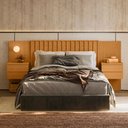 Ver imagem 3 de Cabeceira de Madeira para Cama Box Casal Queen King com Mesas Laterais Andria A04 Cinamomo - Lyam de