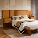 Ver imagem 5 de Cabeceira de Madeira para Cama Box Casal Queen King com Mesas Laterais Andria A04 Cinamomo - Lyam de