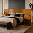 Ver imagem 3 de Cabeceira de Madeira para Cama Box Casal Queen King com Mesas Laterais Andria A04 Cinamomo - Lyam de