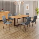 Ver imagem 1 de Conjunto Sala de Jantar Mesa 160x90cm Base Pérola Tampo Mdf Malibu