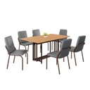 Ver imagem 2 de Conjunto Sala de Jantar Mesa 160x90cm Base Pérola Tampo Mdf Malibu