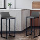 Ver imagem 2 de Kit 2 Banquetas Altas Luxo Dani com Encosto Base Preta:cinza