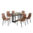 Ver imagem 2 de Conjunto Sala de Jantar Mesa 160x90cm Base Pérola Tampo MDF com Vidro Malibu Preto/Marrom