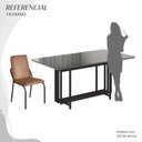 Ver imagem 5 de Conjunto Sala de Jantar Mesa 160x90cm Base Pérola Tampo MDF com Vidro Malibu Preto/Marrom
