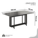 Ver imagem 3 de Conjunto Sala de Jantar Mesa 160x90cm Base Pérola Tampo MDF com Vidro Malibu Preto/Creme/Grafite