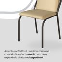 Ver imagem 6 de Conjunto Sala de Jantar Mesa 160x90cm Base Pérola Tampo MDF com Vidro Malibu Preto/Creme/Grafite