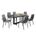 Ver imagem 2 de Conjunto Sala de Jantar Mesa 160x90cm Base Pérola Tampo MDF com Vidro Malibu Preto/Grafite
