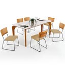 Ver imagem 1 de Mesa Capri 160cm Off White E 6 Cadeiras Allana B05 Couríssimo Whisky Linho Bege Escuro - Lyam