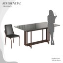 Ver imagem 5 de Conjunto Sala de Jantar Mesa 160x90cm Base Pérola Tampo MDF com Vidro Malibu Marrom/Preto/Grafite