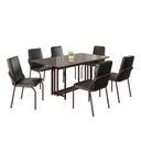 Ver imagem 2 de Conjunto Sala de Jantar Mesa 160x90cm Base Pérola Tampo MDF com Vidro Malibu Marrom/Preto/Grafite