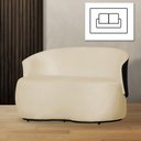 Ver imagem 2 de Poltrona Namoradeira Orgânica Beatriz 2 Lugares Tecido Suede Composê em Corino Preto - Estopar Namor
