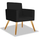 Ver imagem 5 de Kit 2 Poltrona Corano Preto Marcela Decorativa Pés Palito Imbuia Mel Cadeira para Sala Recepção
