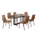 Ver imagem 2 de Conjunto Sala de Jantar Mesa 160x90cm Base Pérola Tampo MDF com Vidro Malibu Marrom/Grafite