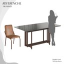 Ver imagem 5 de Conjunto Sala de Jantar Mesa 160x90cm Base Pérola Tampo MDF com Vidro Malibu Marrom/Grafite