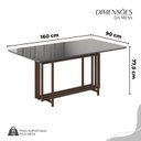 Ver imagem 3 de Conjunto Sala de Jantar Mesa 160x90cm Base Pérola Tampo MDF com Vidro Malibu Marrom/Grafite