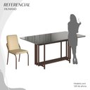 Ver imagem 5 de Conjunto Sala de Jantar Mesa 160x90cm Base Pérola Tampo MDF com Vidro Malibu Marrom/Creme/Grafite