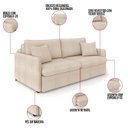 Ver imagem 3 de Sofá Retrátil Reclinável 3 Lugares 194cm Maili Bouclê Creme K01 - D’Rossi