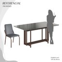 Ver imagem 5 de Conjunto Sala de Jantar Mesa 160x90cm Base Pérola Tampo MDF com Vidro Malibu Marrom/Grafite