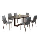Ver imagem 2 de Conjunto Sala de Jantar Mesa 160x90cm Base Pérola Tampo MDF com Vidro Malibu Marrom/Grafite