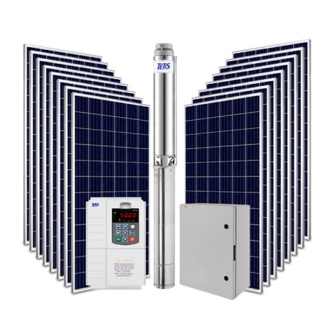 Kit Bomba Submersa Energia Solar Irrigação 3CV Até 48000L/d